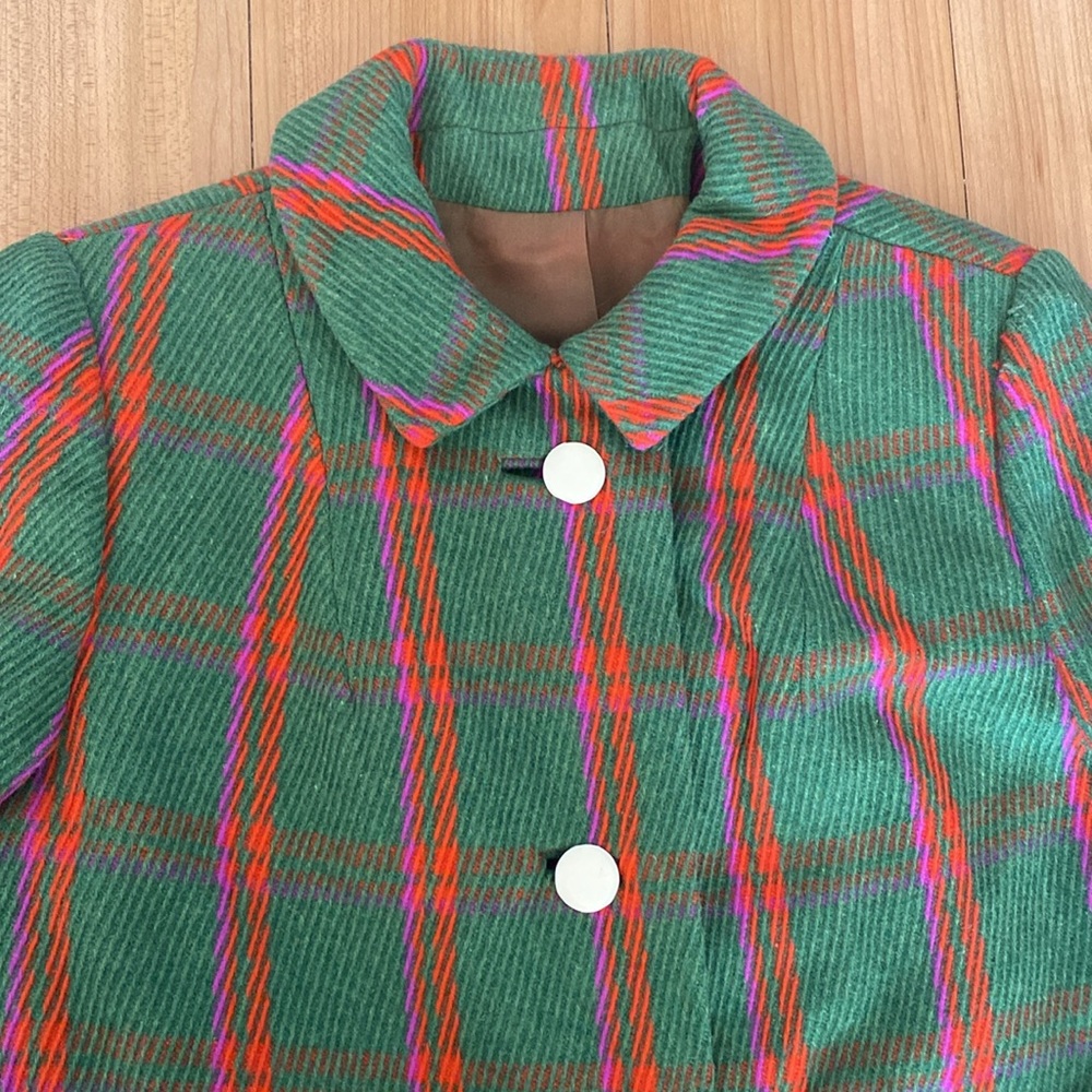 Vintage 60s/70s Green Plaid Coat